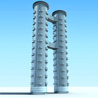 10 Architectural Buildings Low-poly 3D model_24