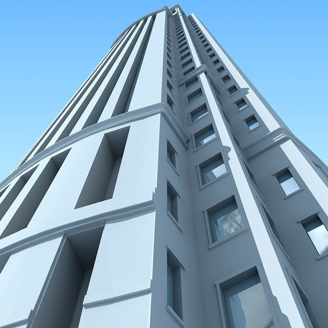 10 Architectural Buildings Low-poly 3D model_7