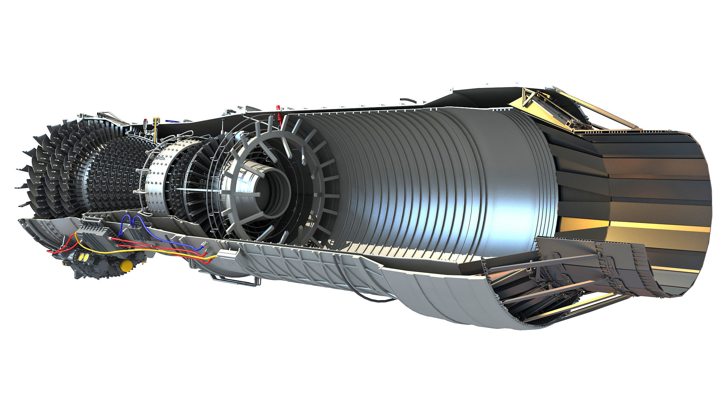 2 Sectioned Turbojet Engines 3D model_5