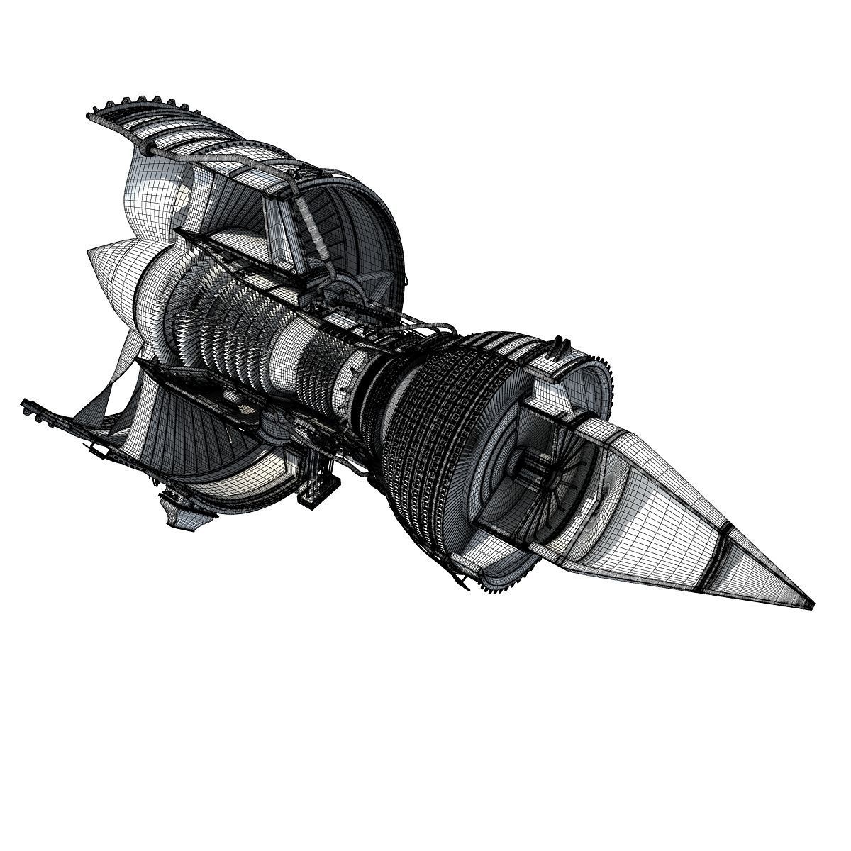 2 Sectioned Turbojet Engines 3D model_37