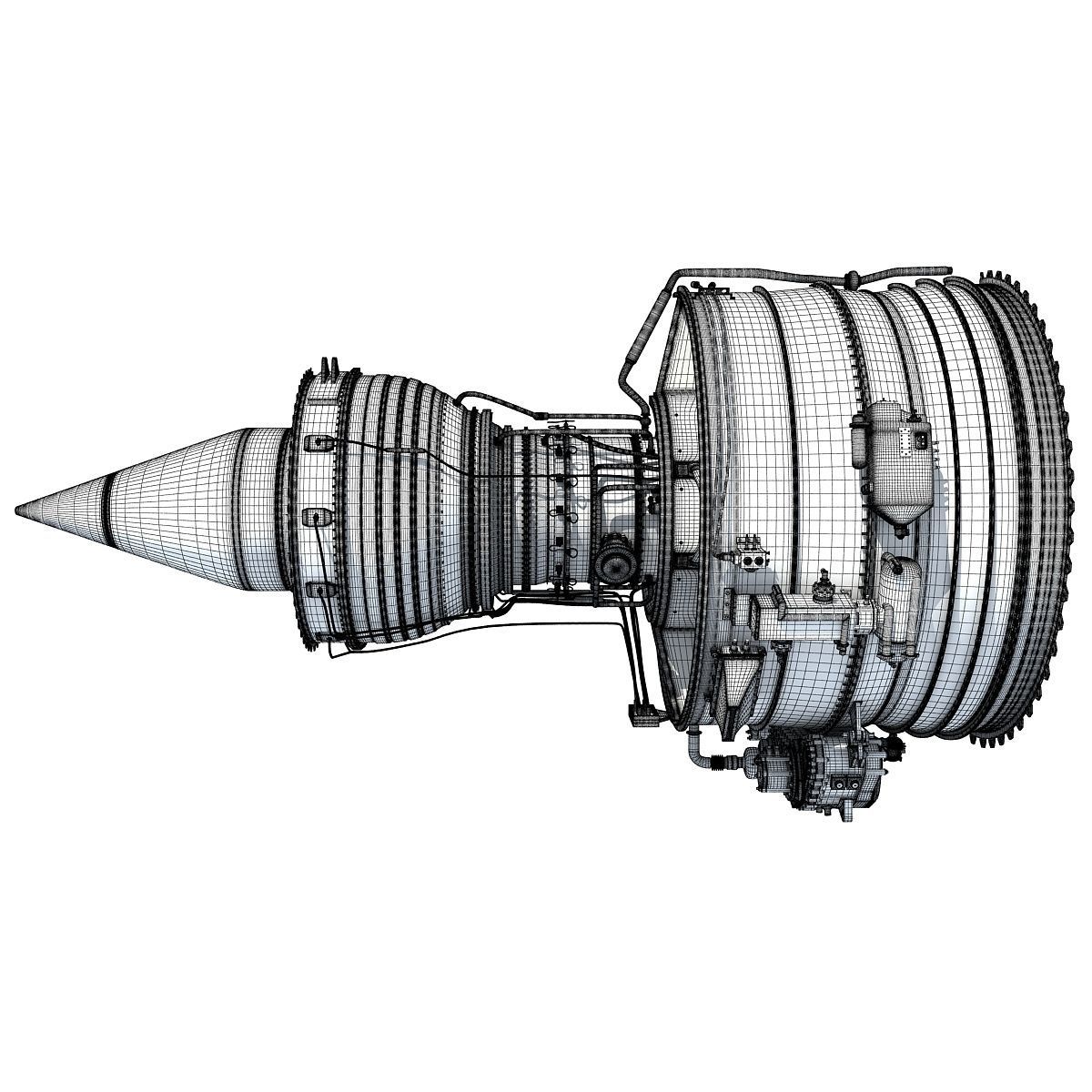 2 Sectioned Turbojet Engines 3D model_41
