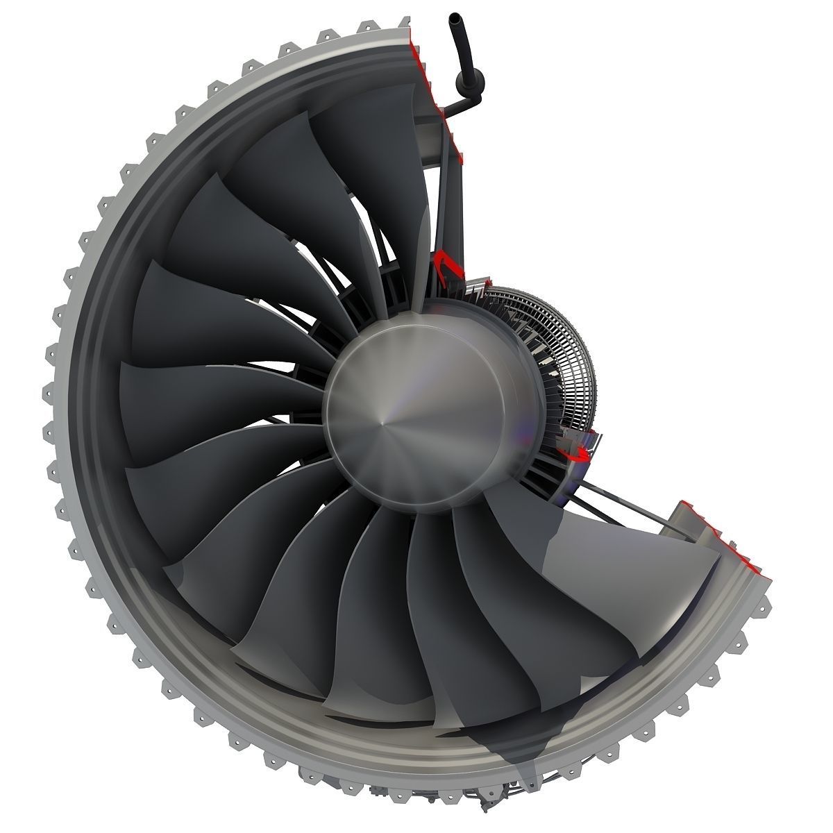2 Sectioned Turbojet Engines 3D model_11