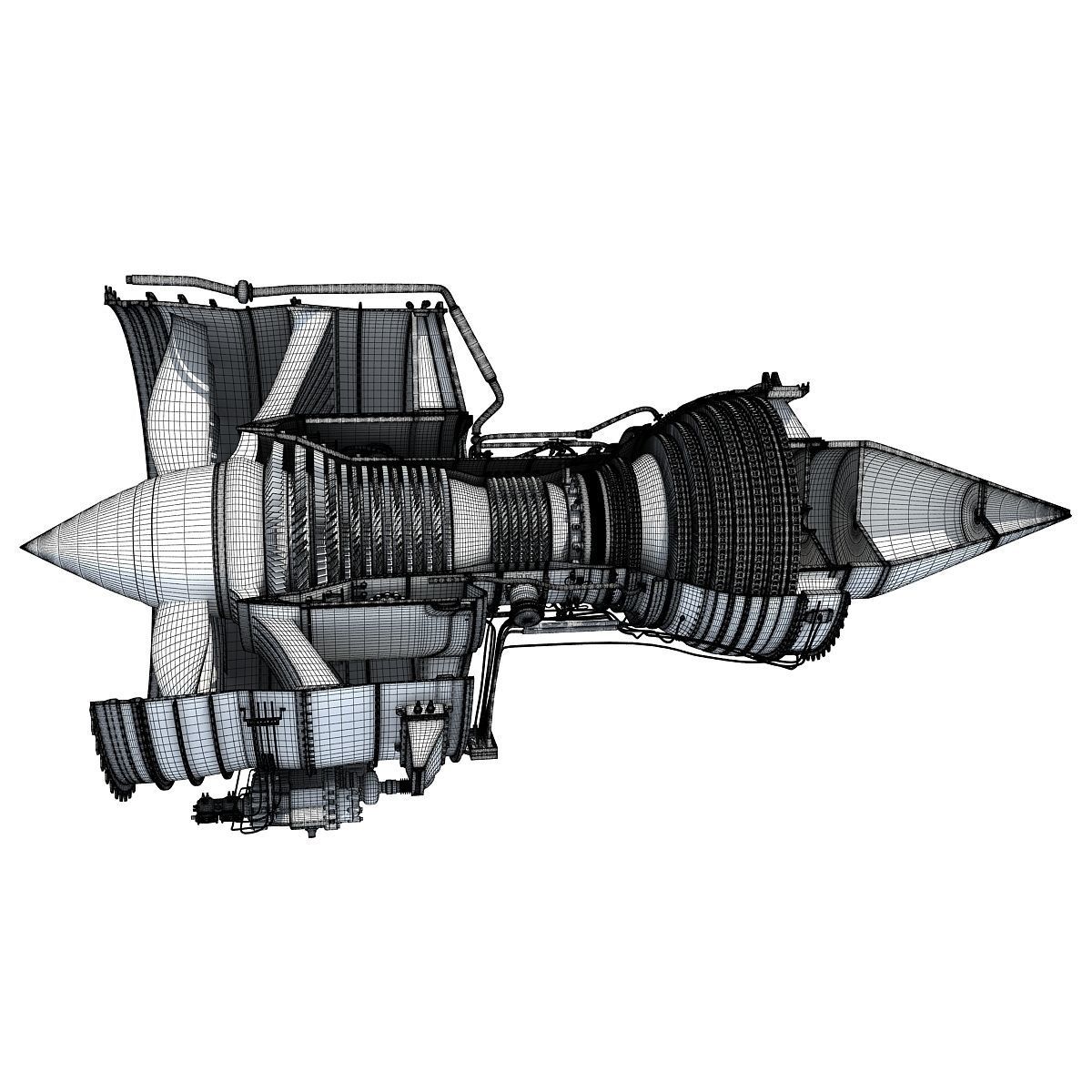 2 Sectioned Turbojet Engines 3D model_30