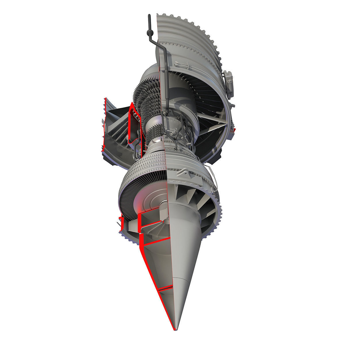 2 Sectioned Turbojet Engines 3D model_25