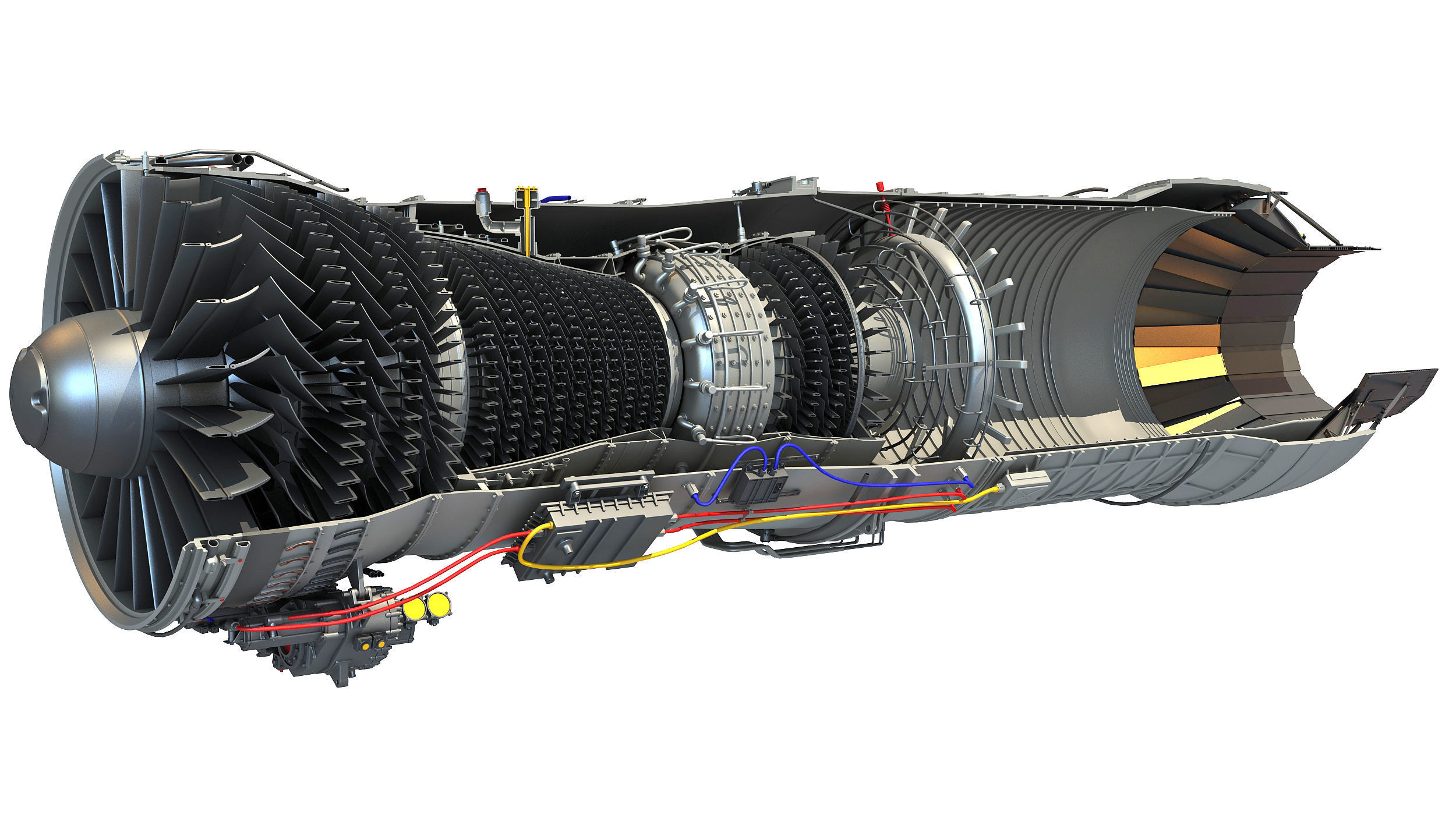 2 Sectioned Turbojet Engines 3D model_2