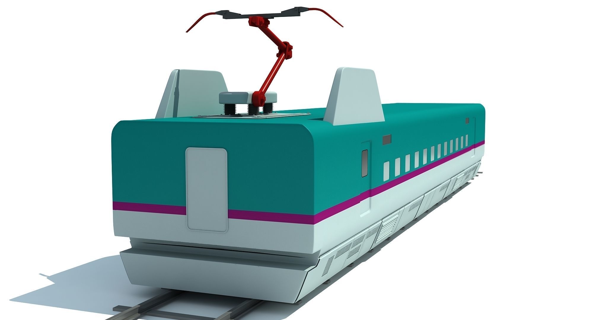 Speed Train Passenger Car 3D model_4