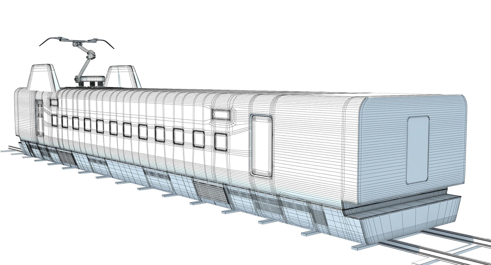 Speed Train Passenger Car 3D model_9
