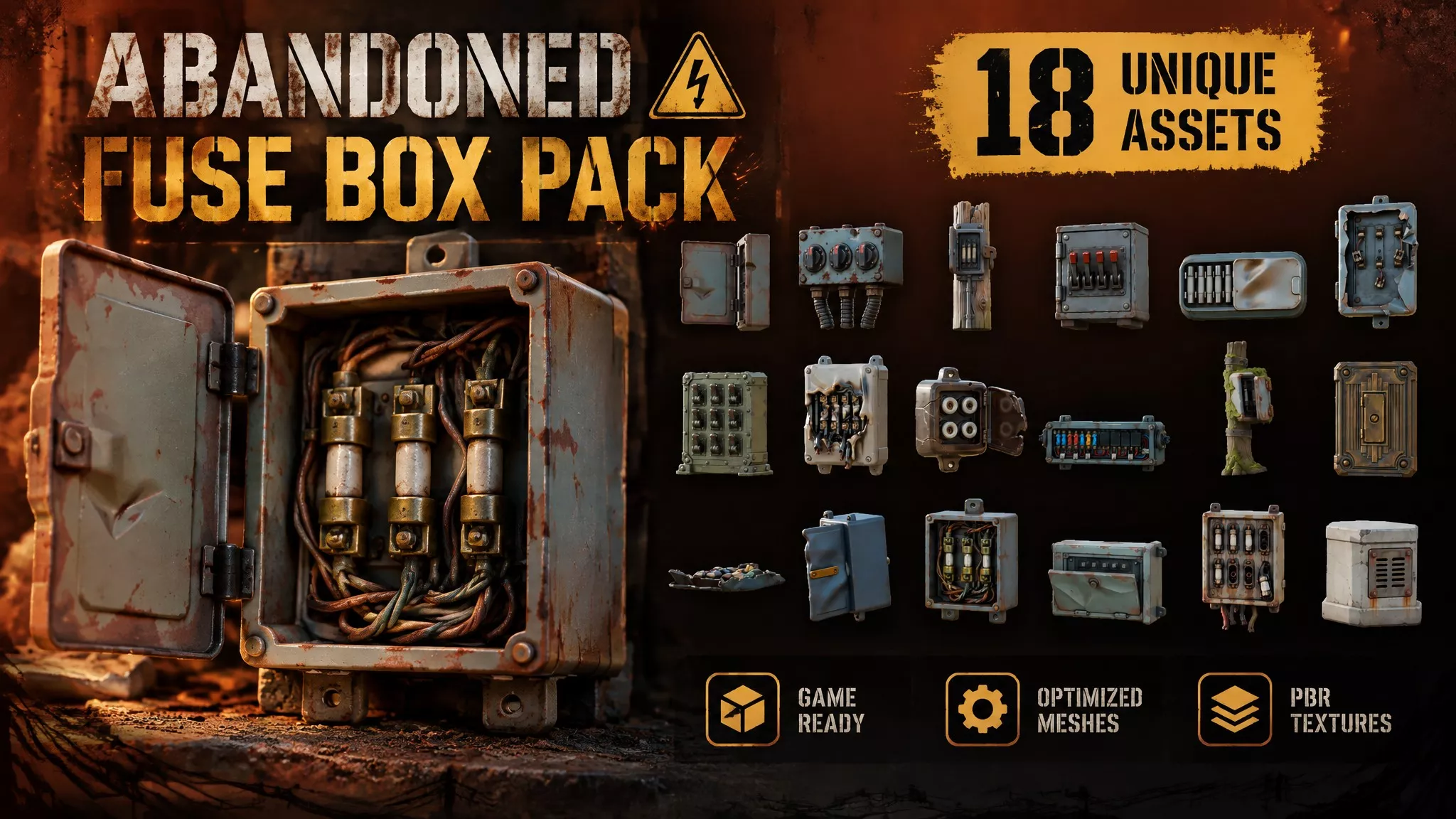 Abandoned Fuse Box Pack Low-poly 3D model