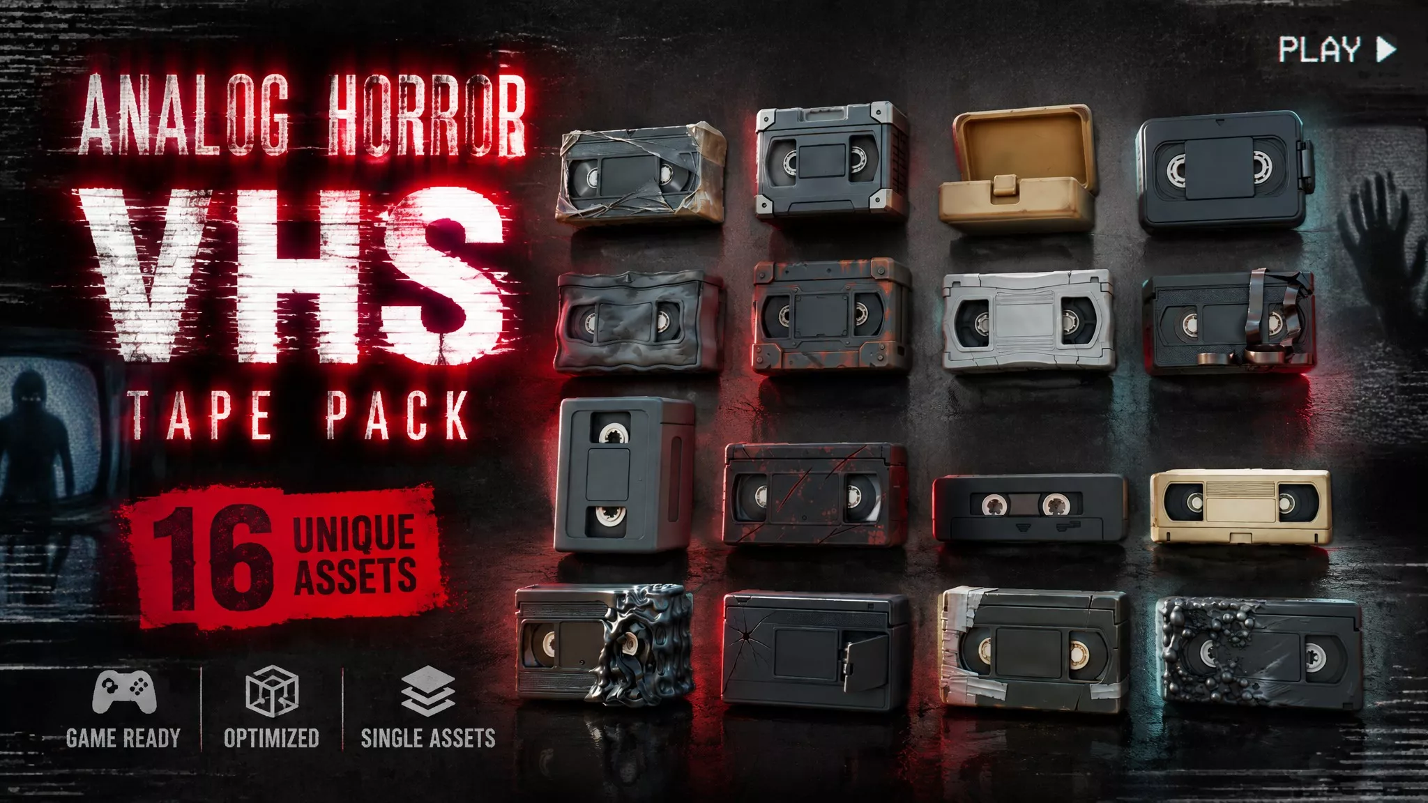 Analog Horror VHS Tape Pack Low-poly 3D model