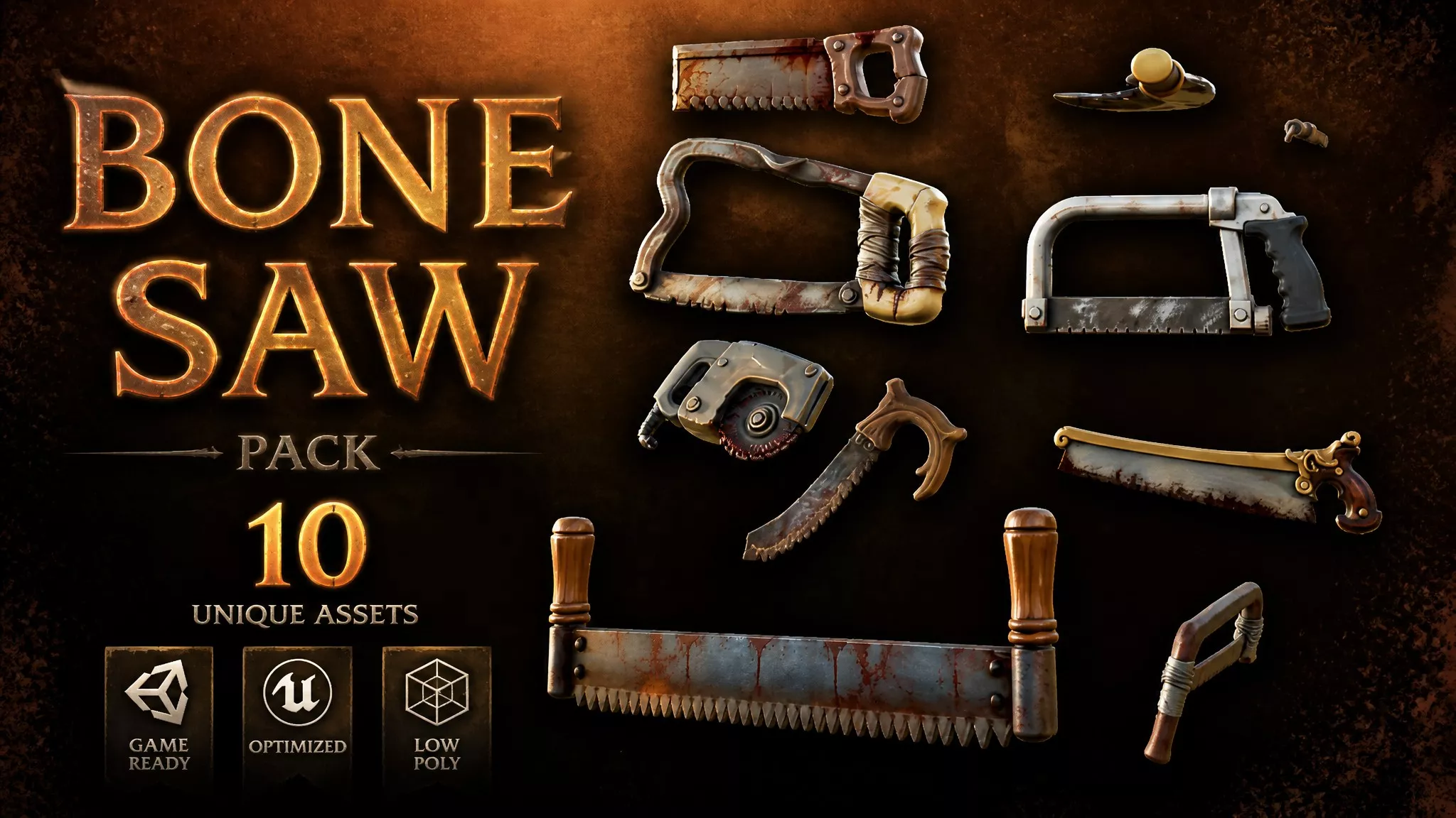 Bone Saw Pack Low-poly 3D model