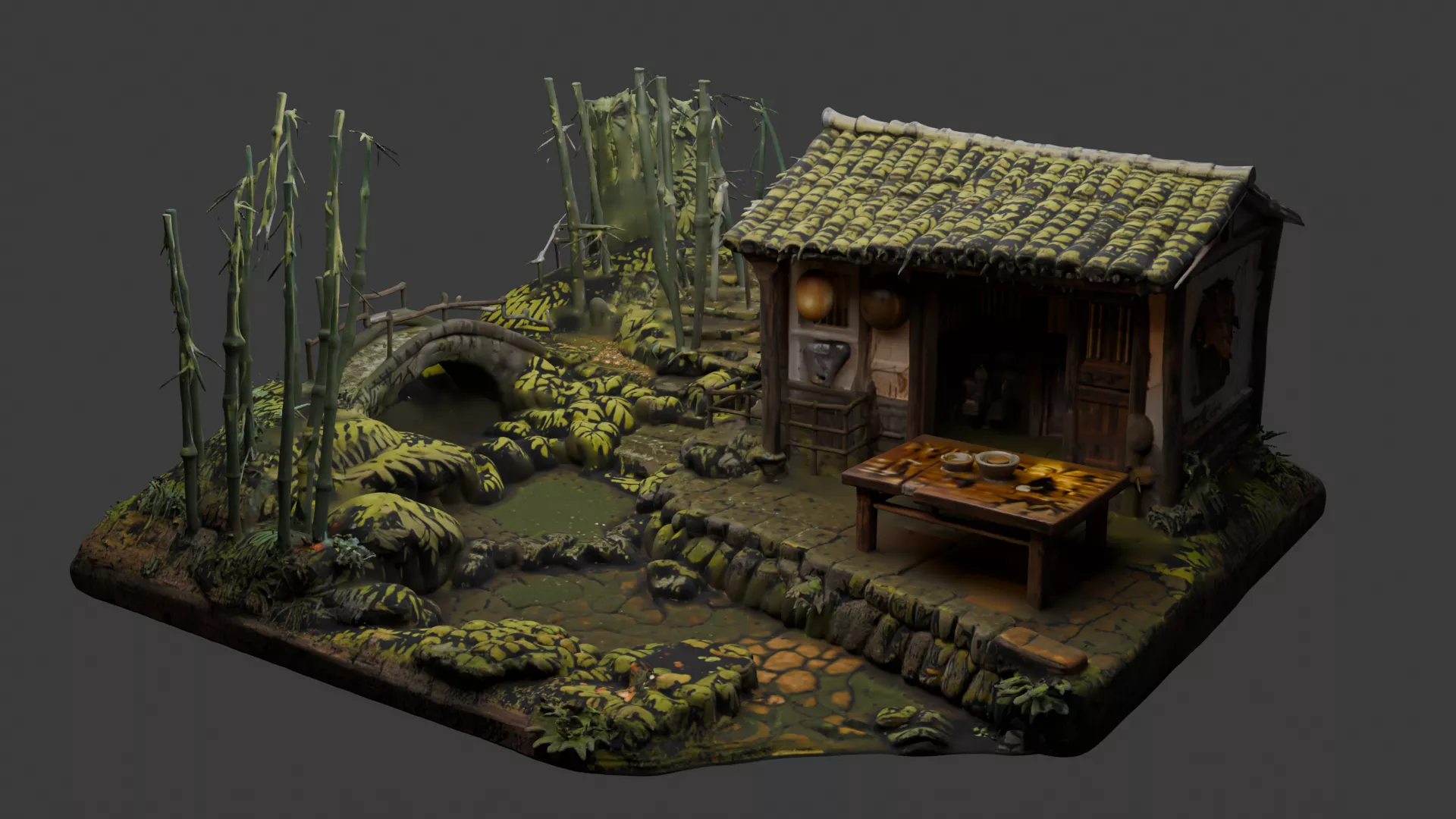 Chinese Ancient House 3D Model Low-poly 3D model