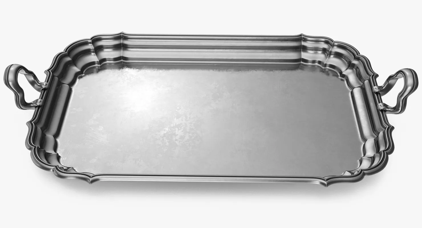 Antique Serving Silver Tray 3D model