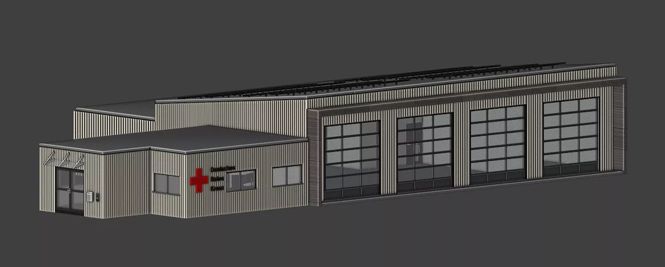 Grosse Rettungswache Low-poly 3D model
