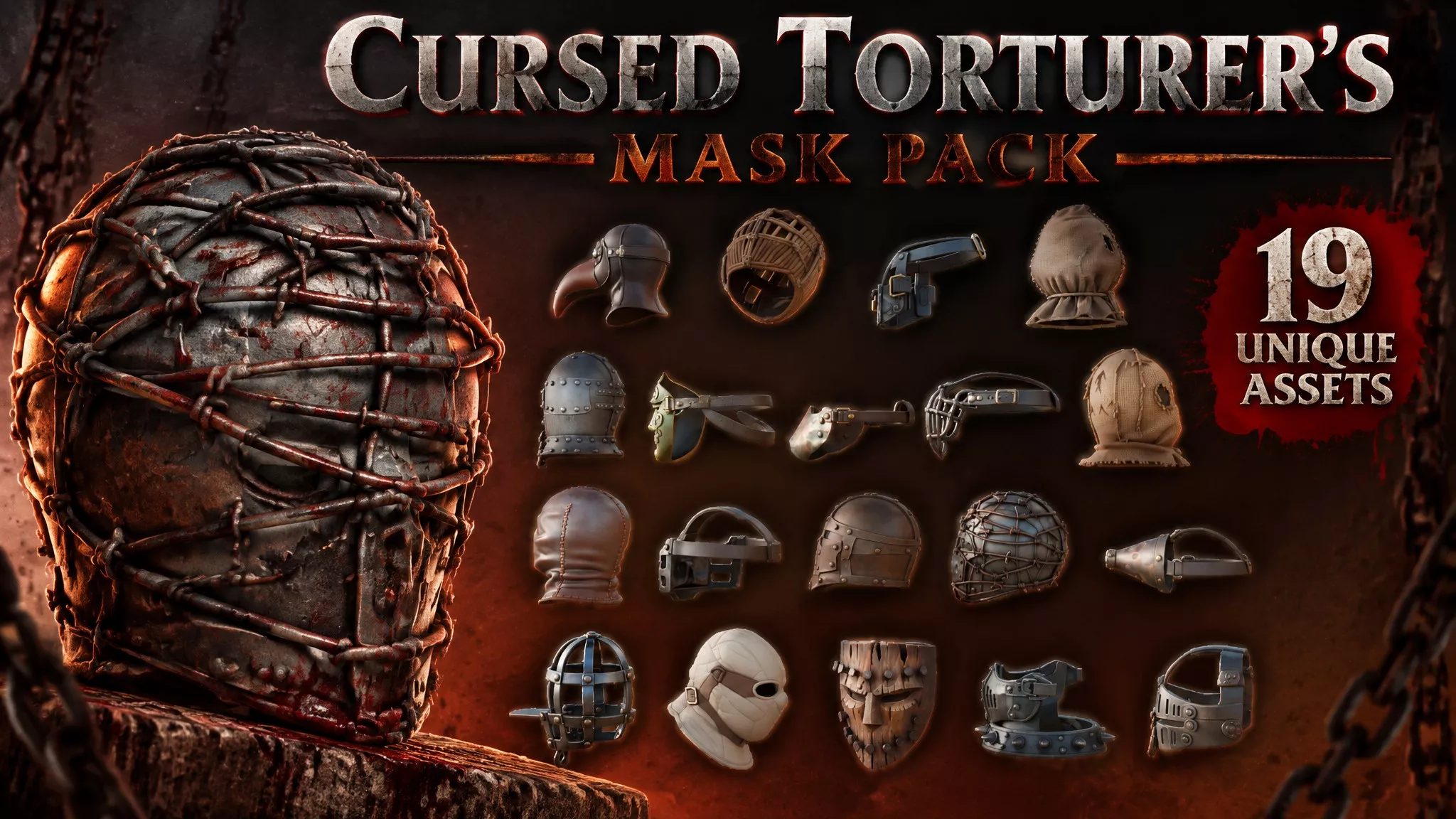 Cursed Torturers Mask Pack Low-poly 3D model