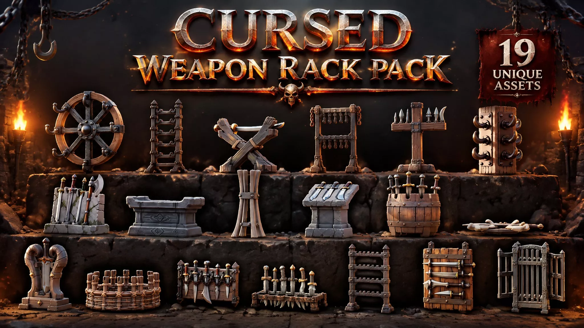 Cursed Weapon Rack Pack Low-poly 3D model