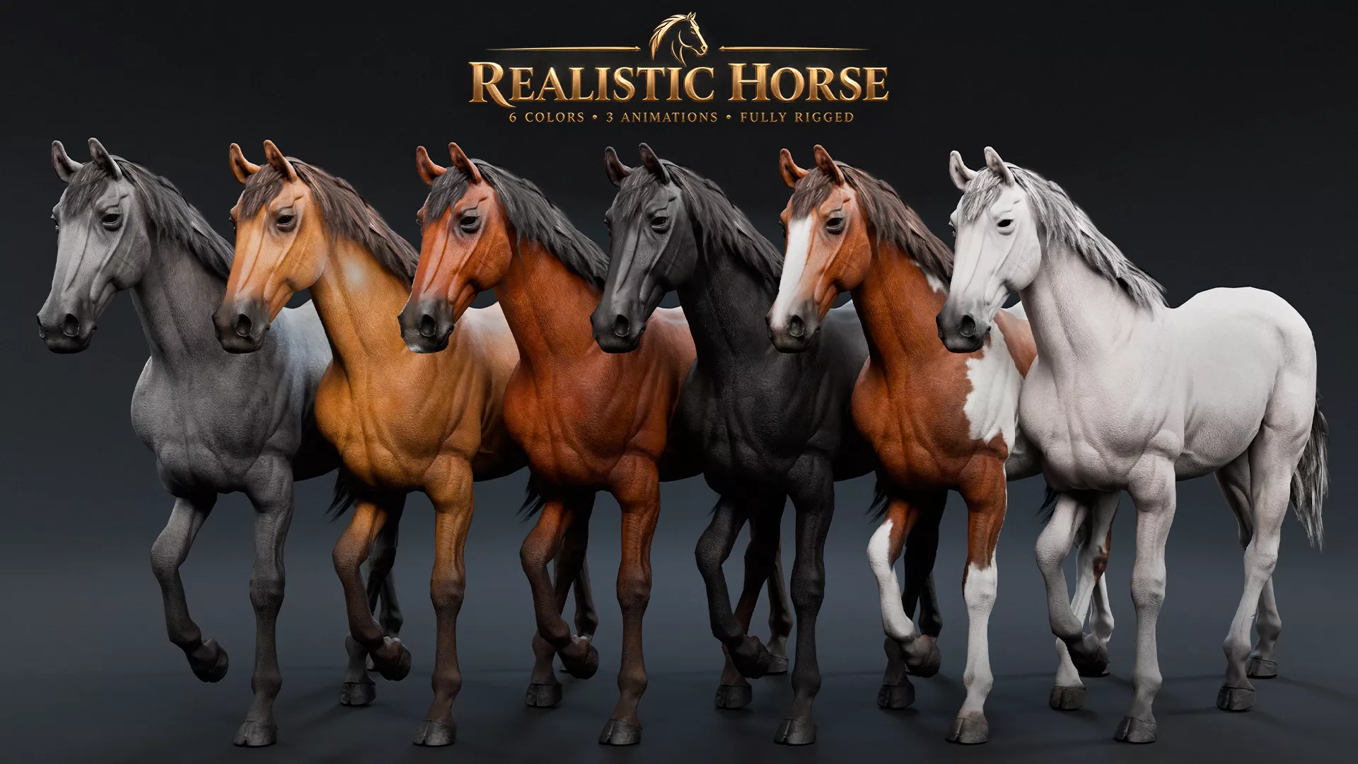 Realistic Horse Low-poly 3D model