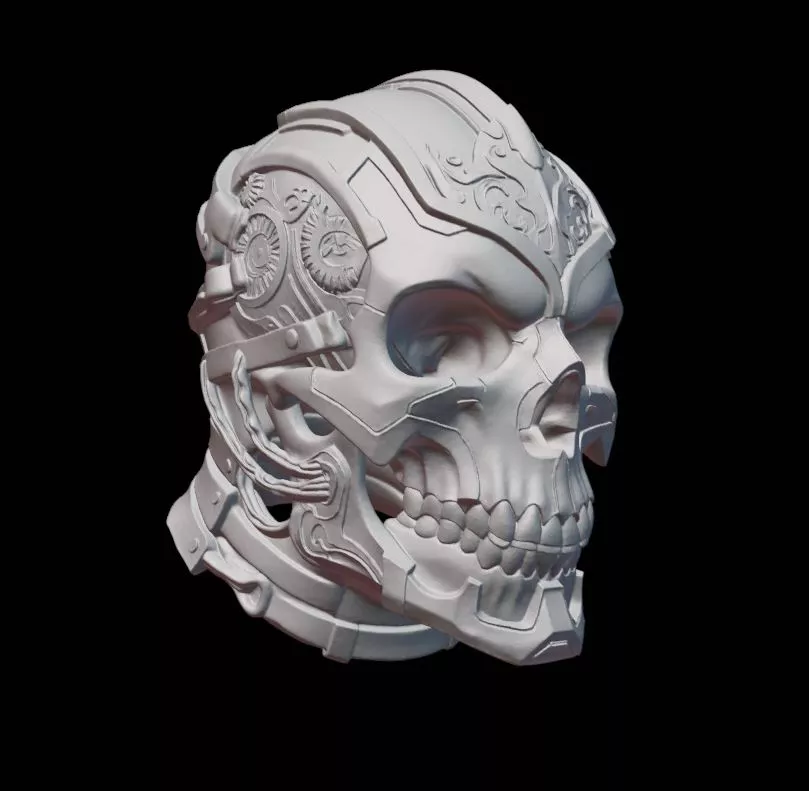 CYBERNETIC SKULL HELMET Steampunk Mechanical Mask 3D print model