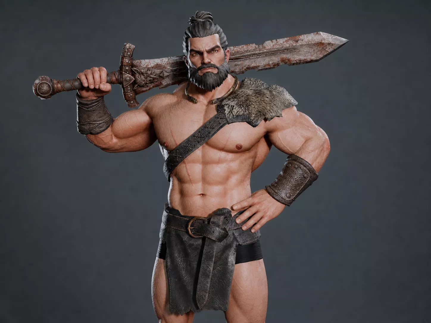 Barbarian - Rigged Low-poly 3D model