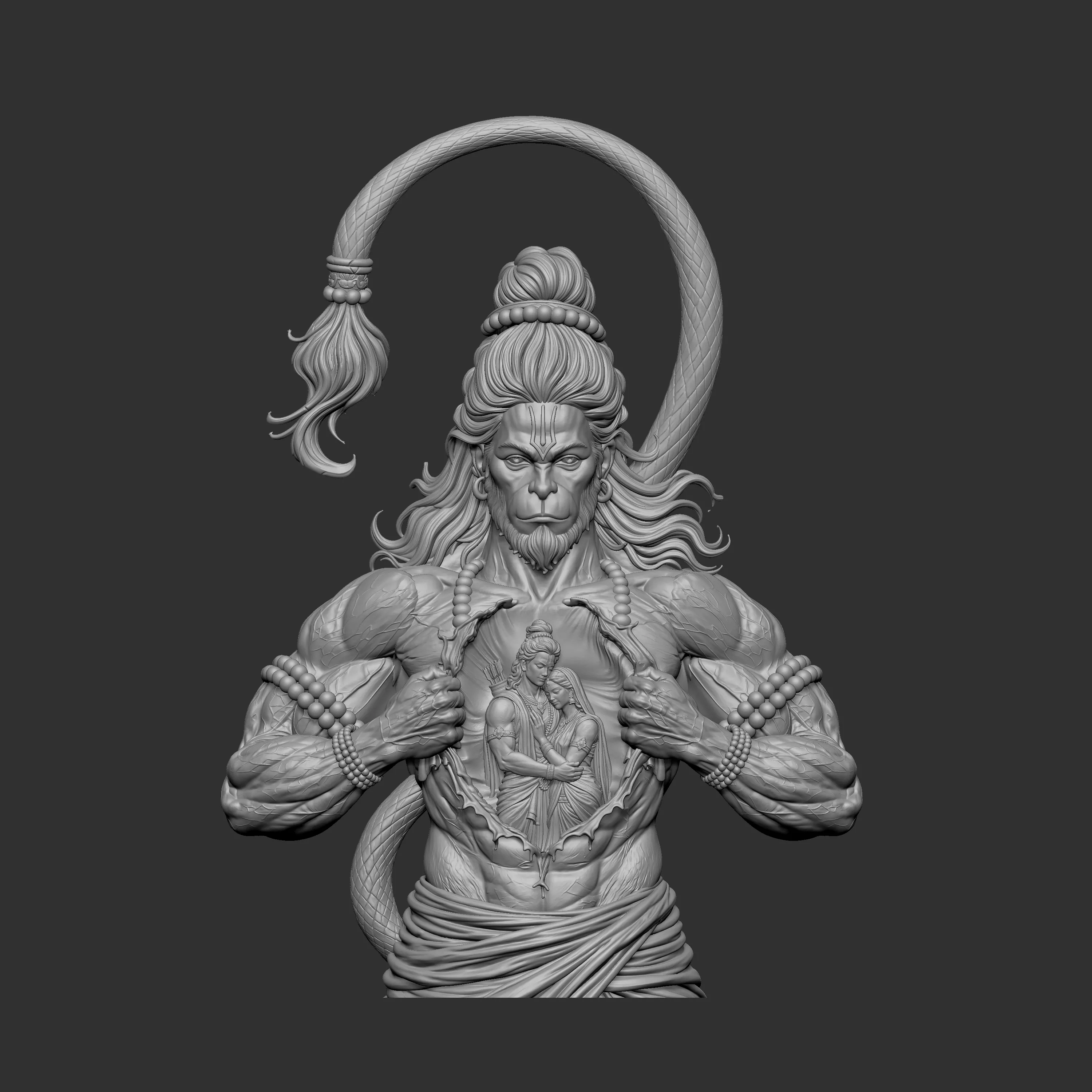 Lord Hanuman Bust Ram Sita Devotional 3D print model