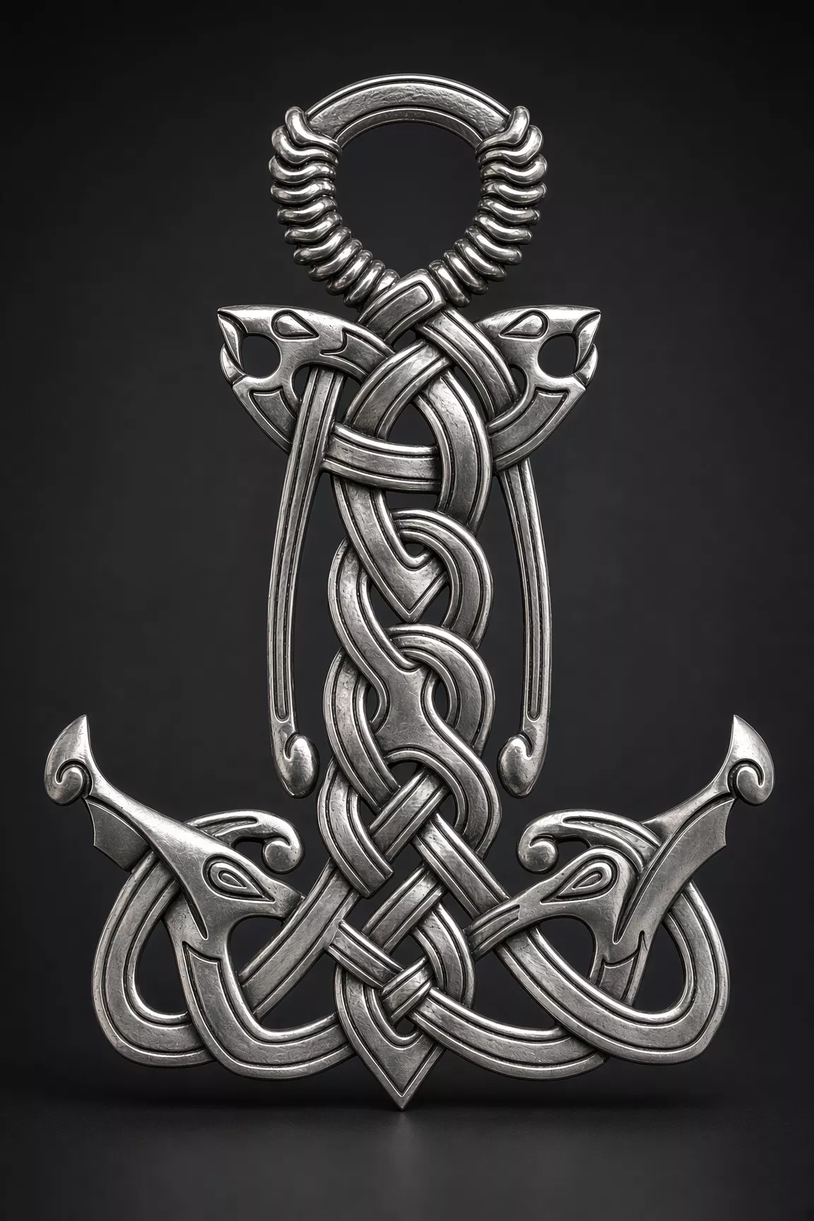 Stylized Zoomorphic Mjolnir Pendant Nordic Animal Knotwork 3D print model