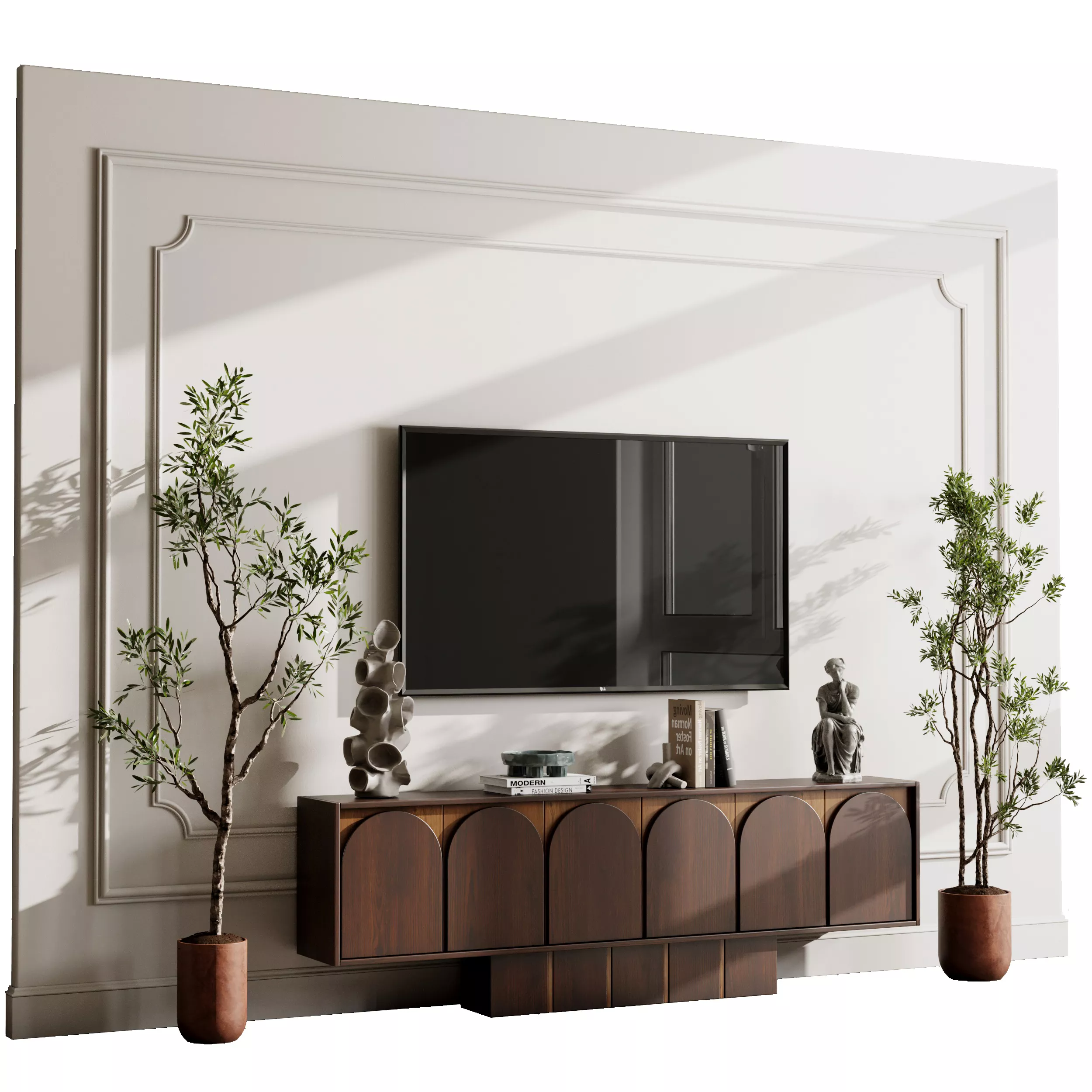 TV Wall set 52 - Classic Wall Panel Decor 3D model