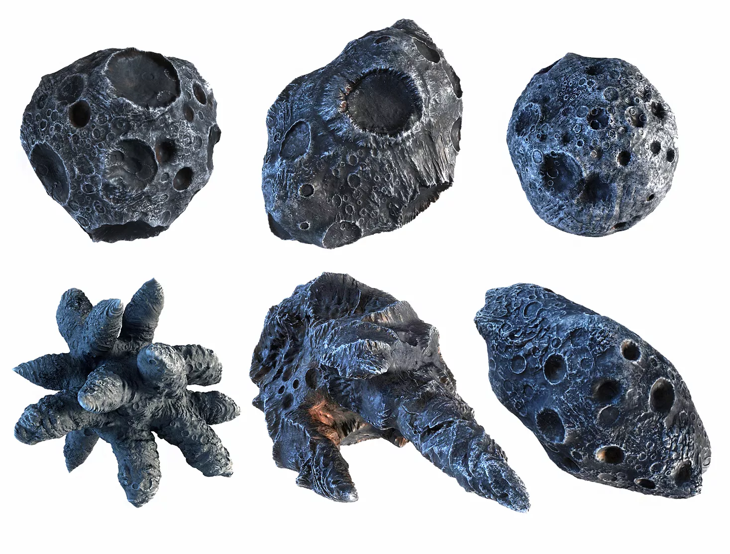Iron Planetoide Pack 6 Low-poly 3D model