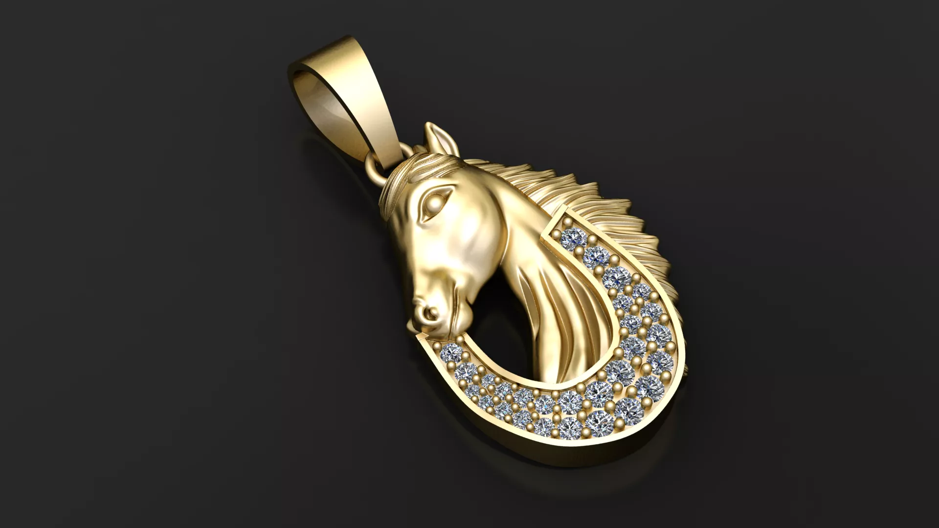 Diamond Horseshoe Horse Pendant 3D print model