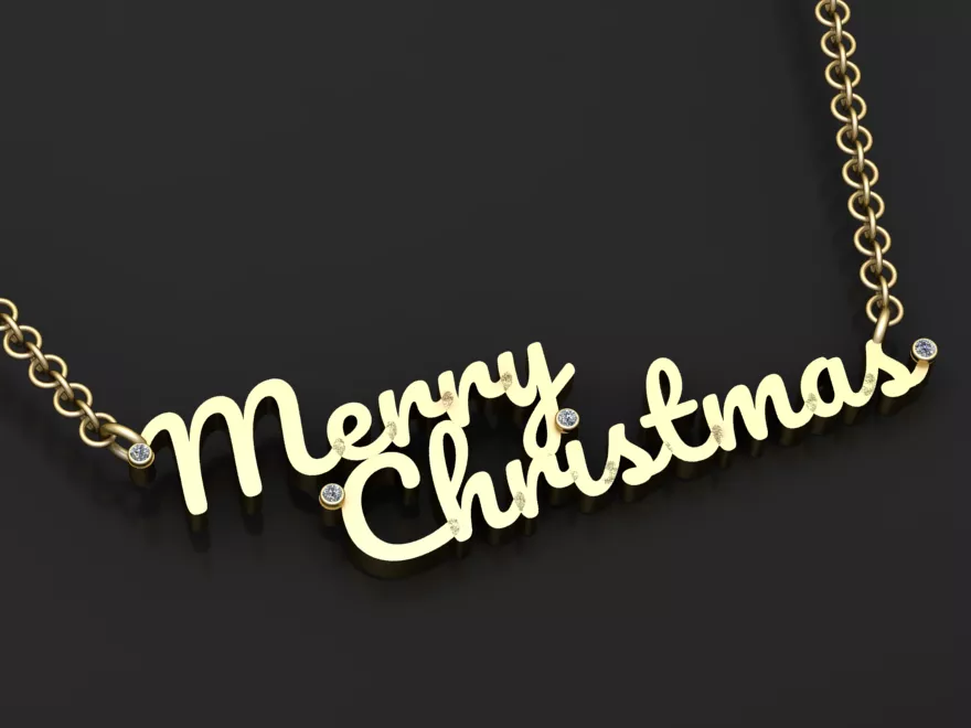 Merry Christmas Name Necklace 3D print model