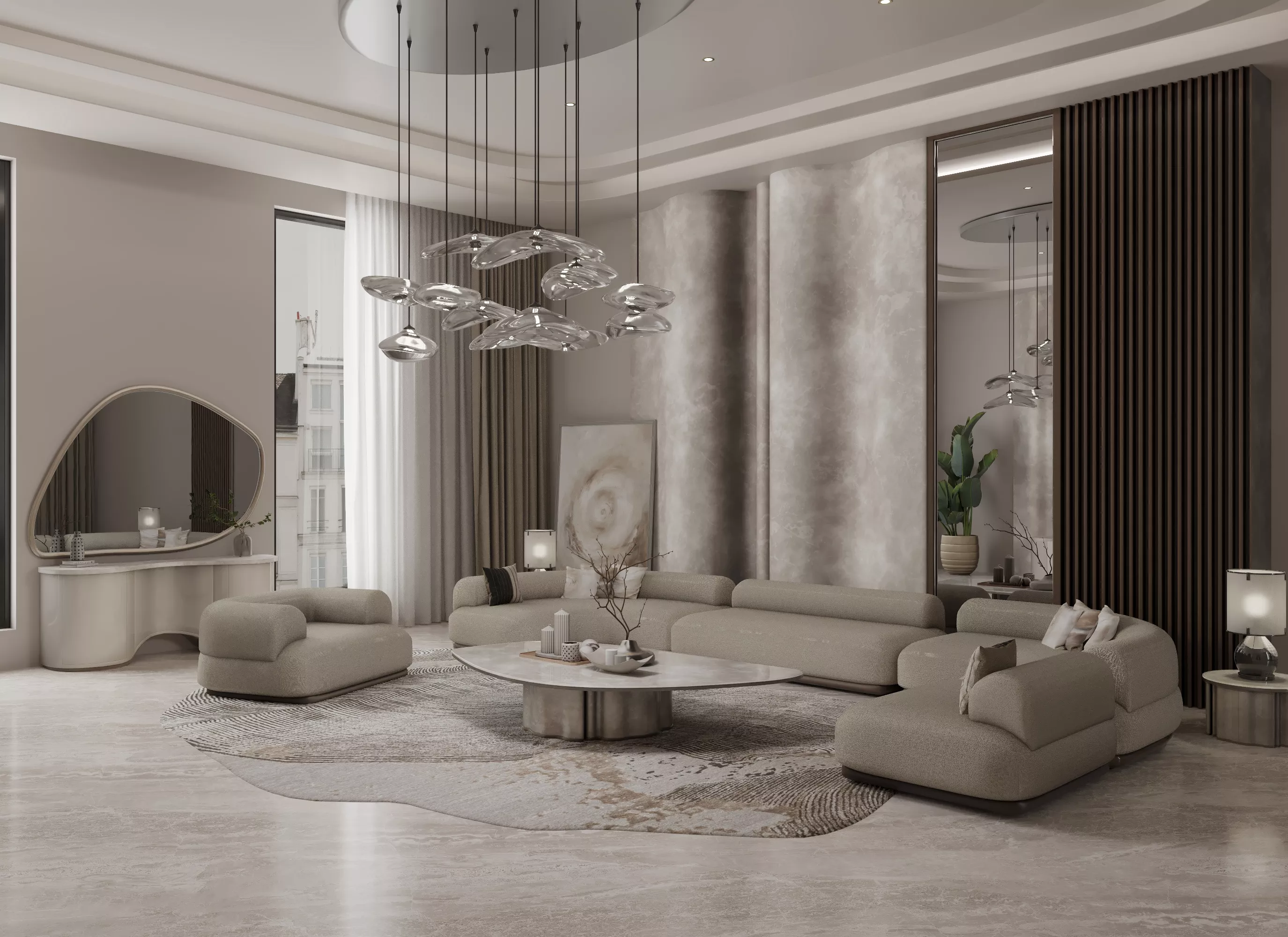 Paris Living Room Set - Modular Sofa TV Wall Dresser Chandelier 3D ...
