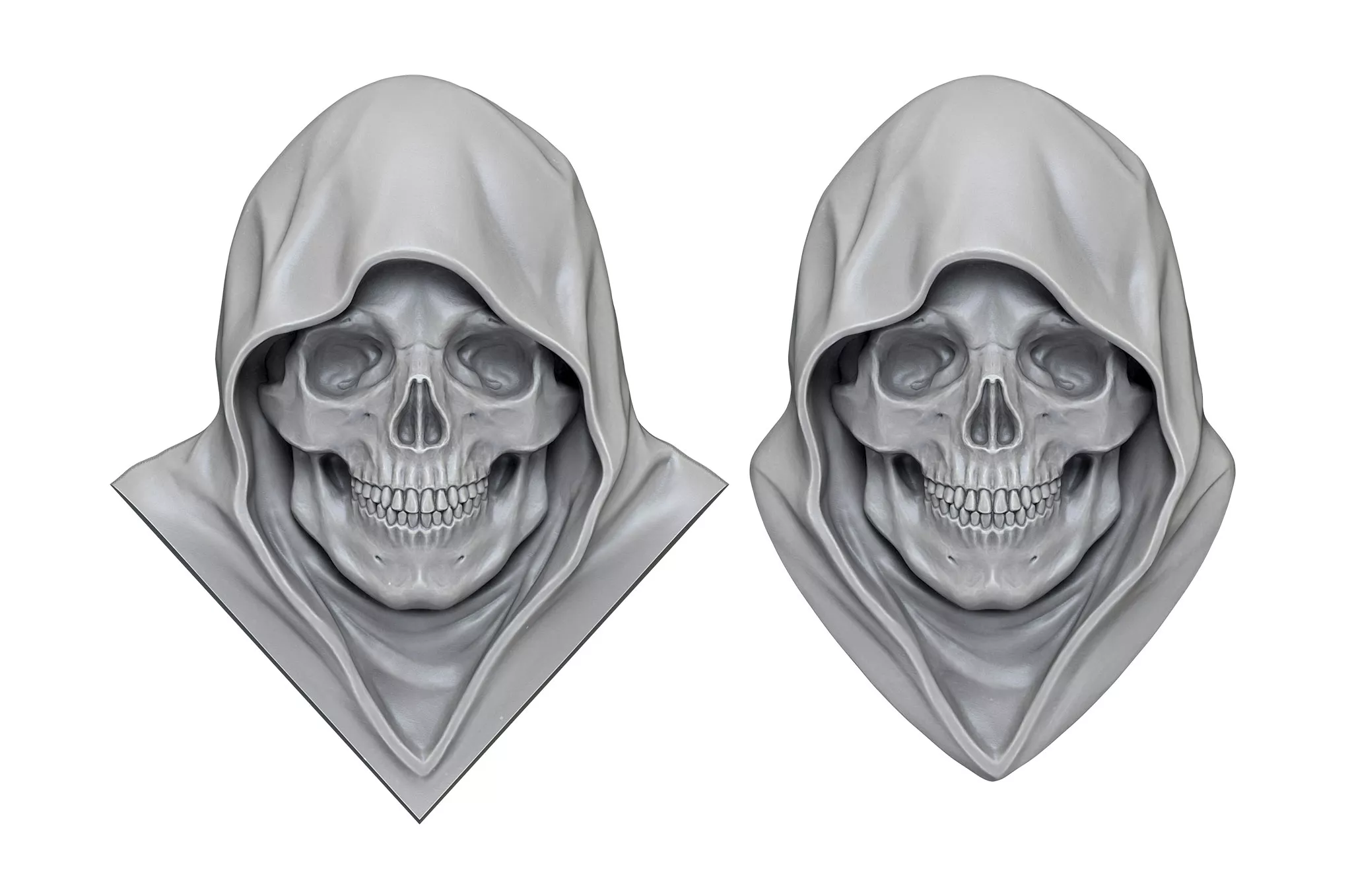 Grim Reaper Skull in Hoodie Relief Sculpture 3D print model