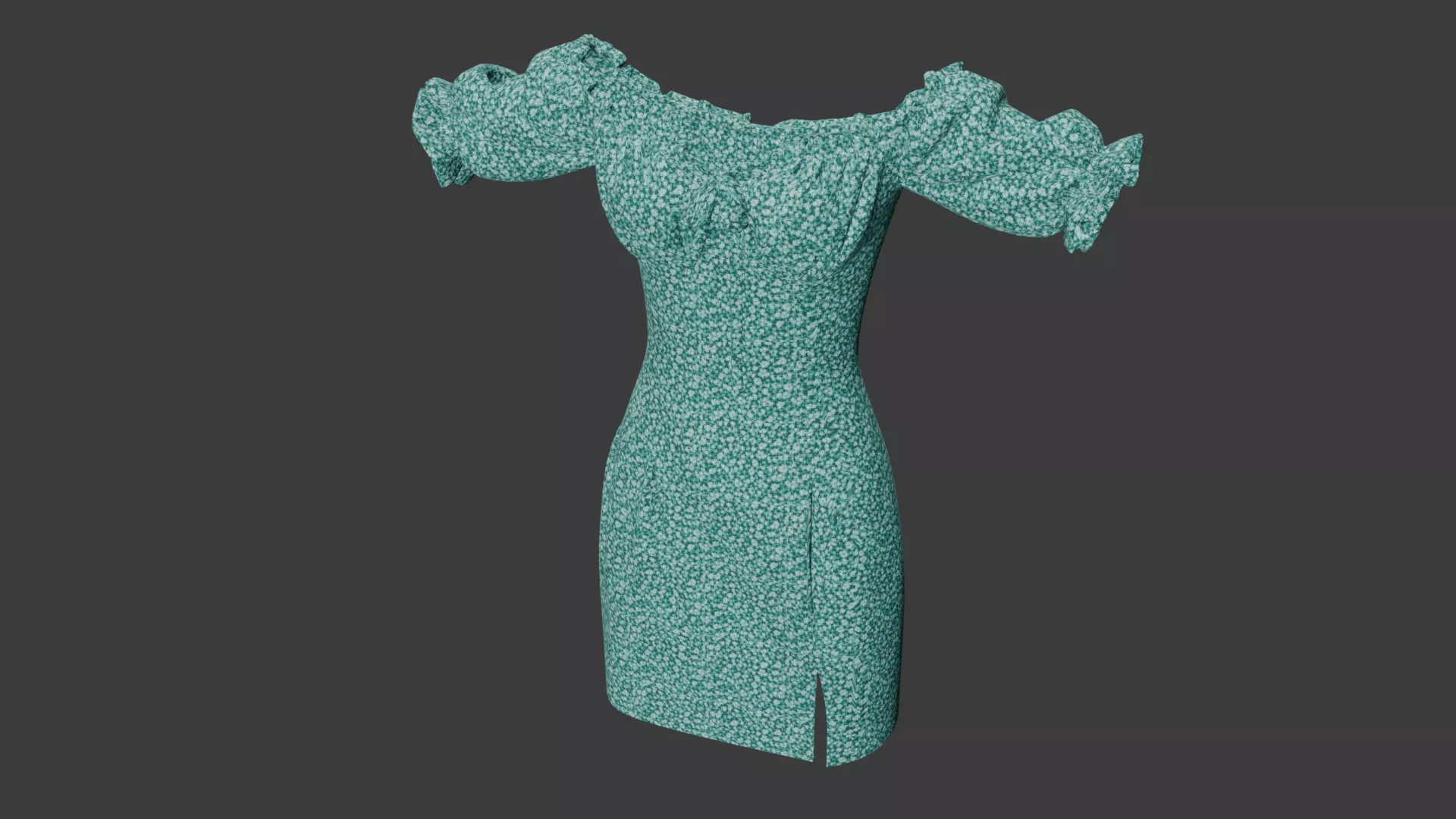 Elegant Floral Dress 3D model