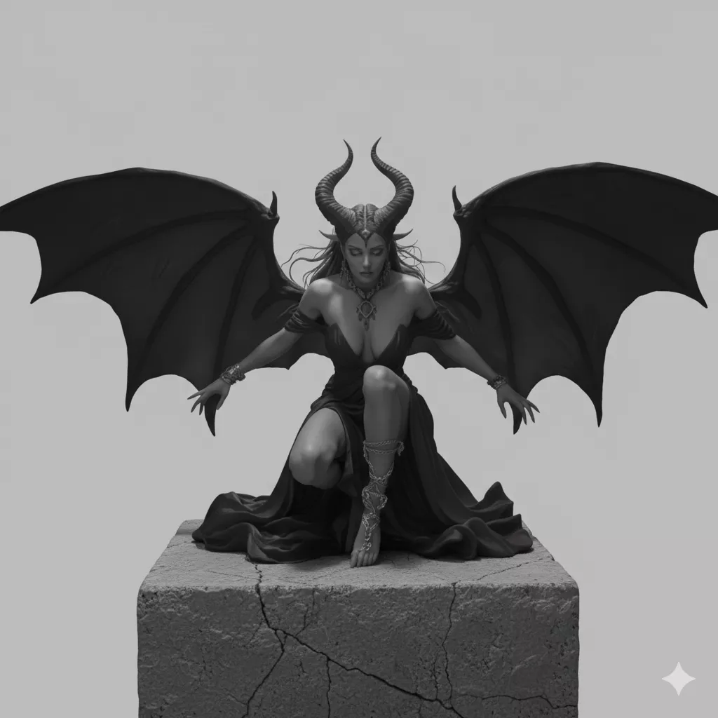 Demon Queen Succubus Winged Fantasy Miniature 3D Printable STL 3D print model