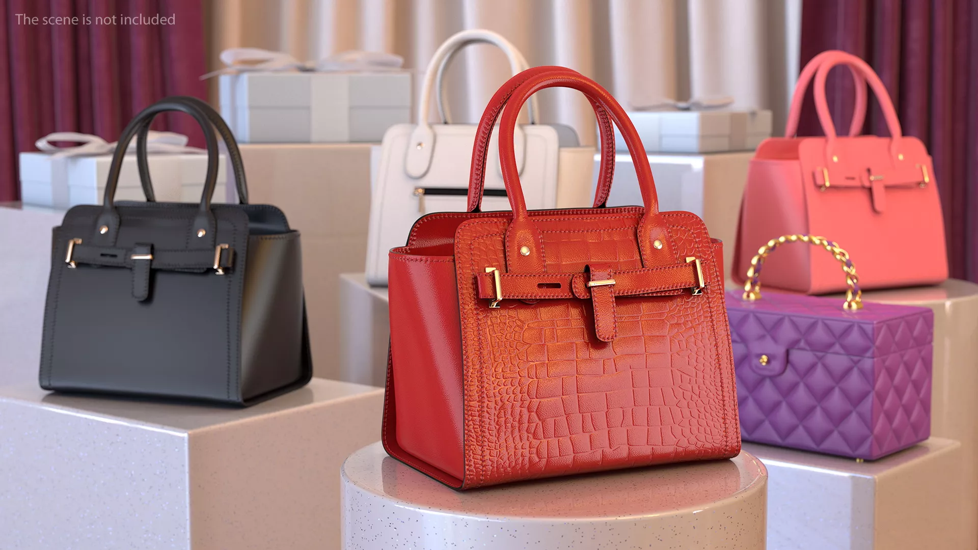 Alligator Women Handbag Red 3D model
