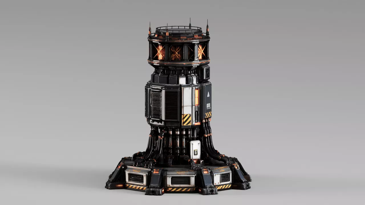 Sci Fi Energy Reactor Tower S00529 3D model