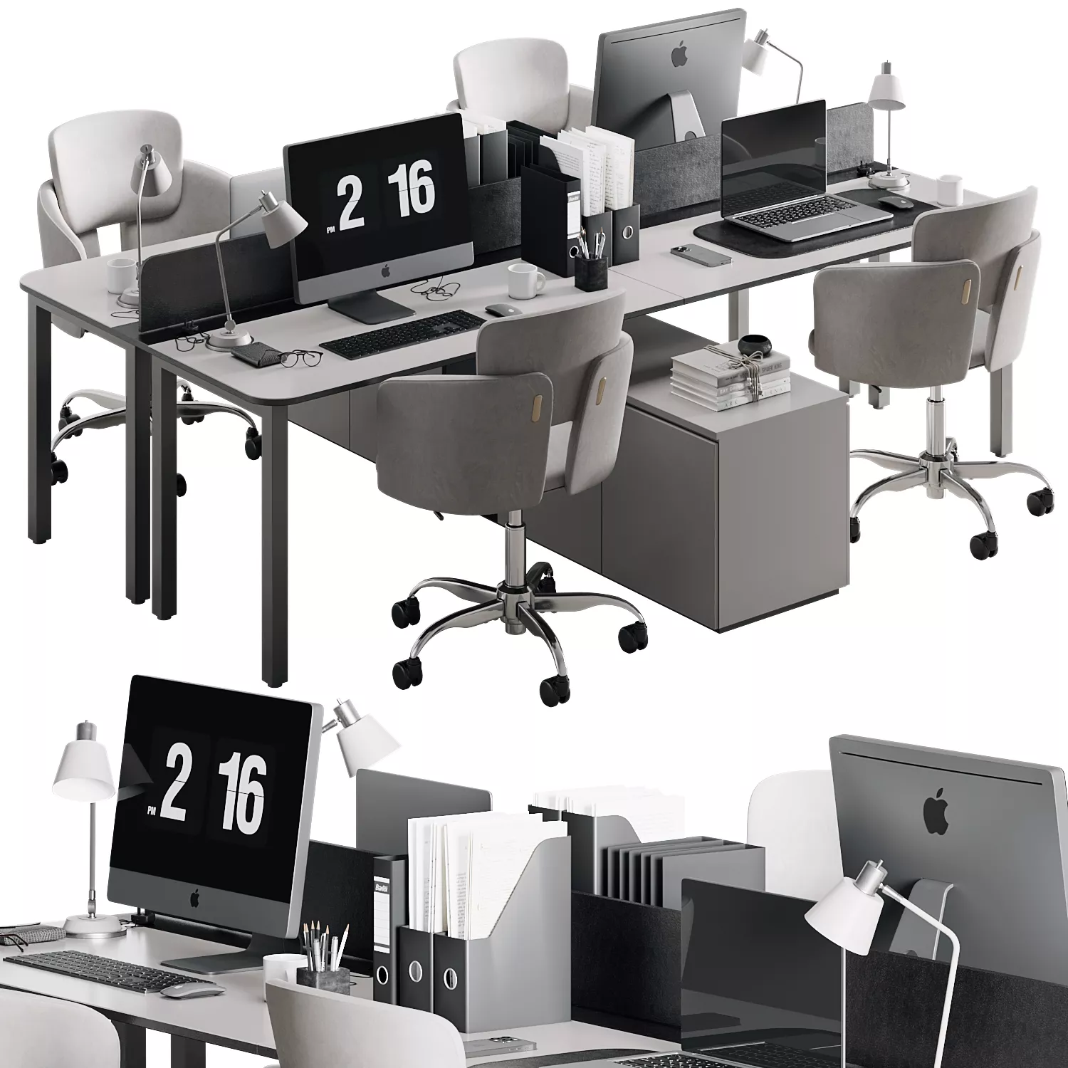 Employee Set Office Furniture 09 3D model