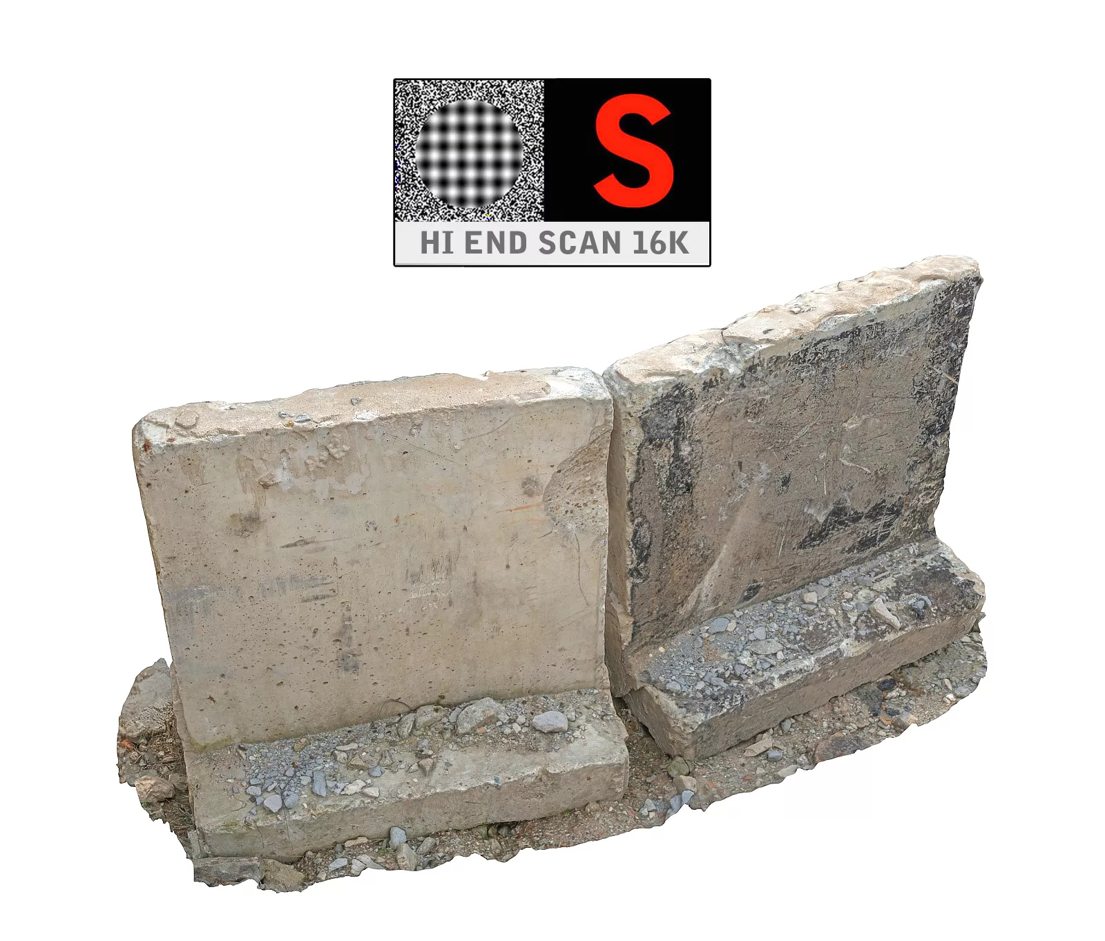 Concrete Barricade 16K Low-poly 3D model