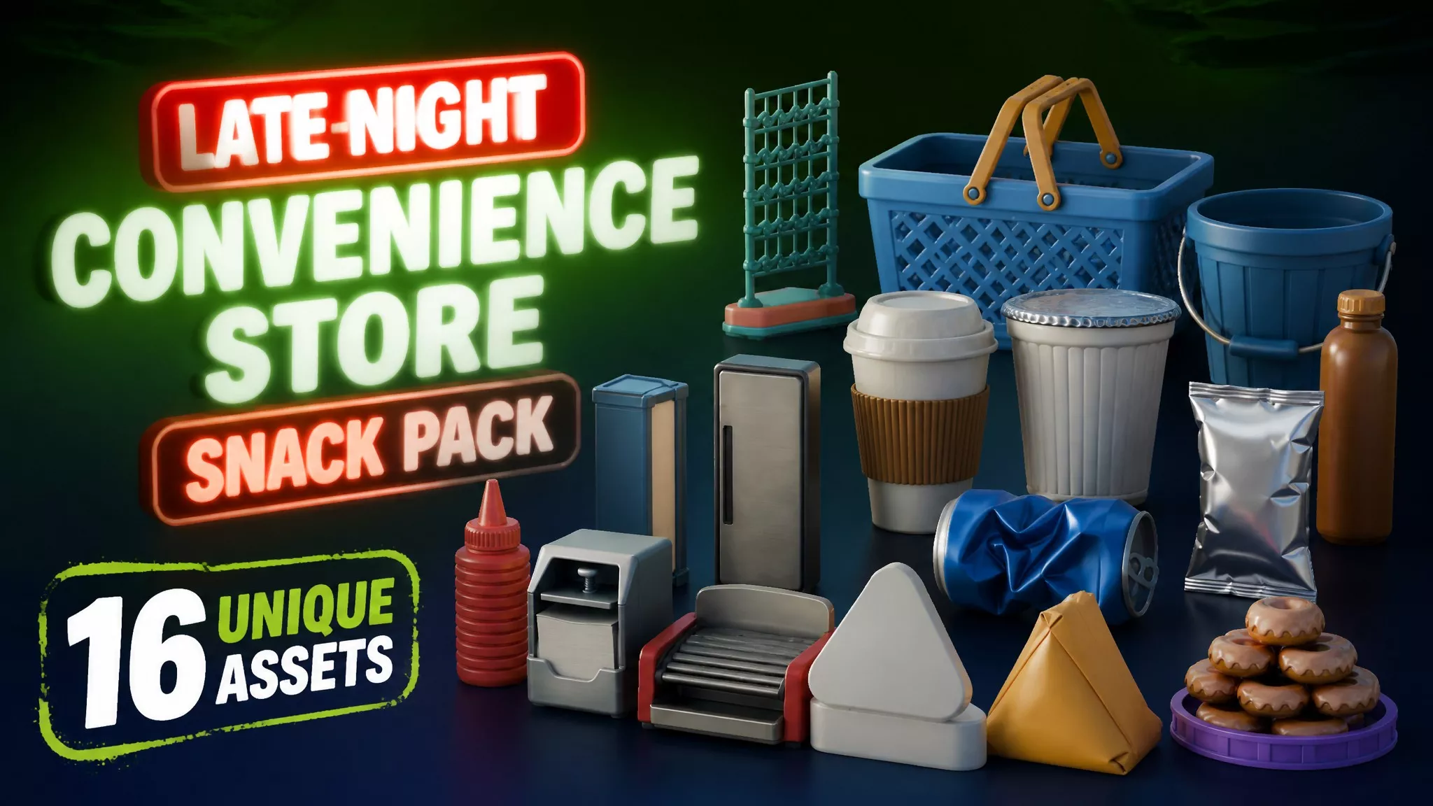 Late-Night Convenience Store Snack Pack Low-poly 3D model