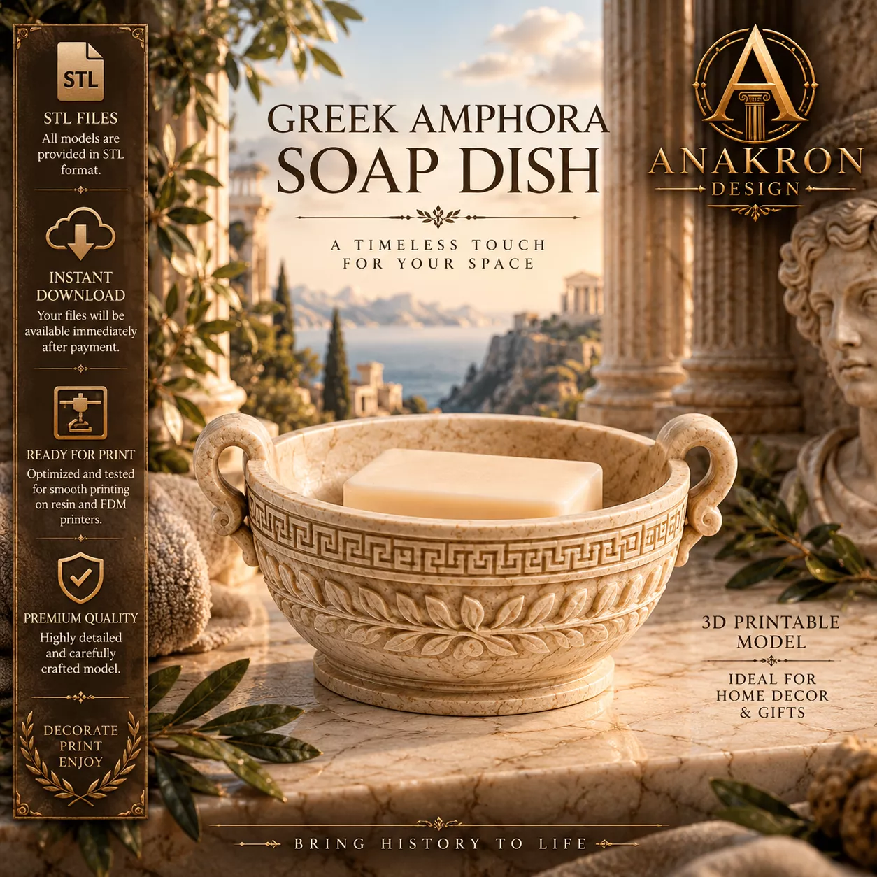 Greek Amphora Soap Dish STL Ancient Vase Soap Holder 3D print model