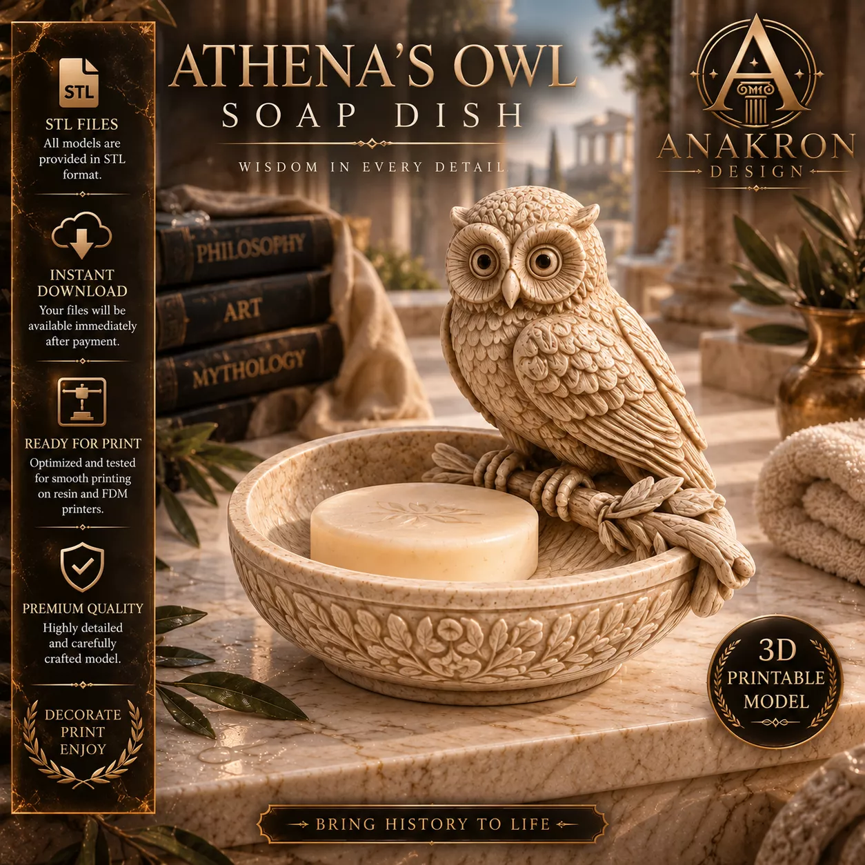 Athena s Owl Soap Dish Owl of Minerva Soap Holder 3D print model