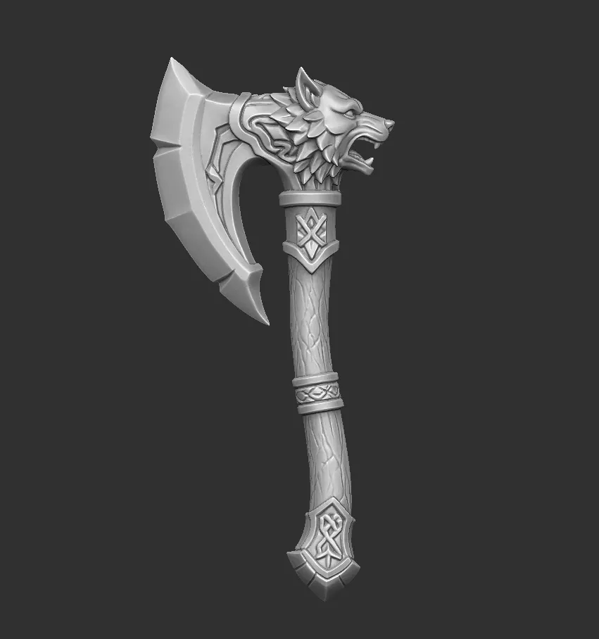 Wolf Axe 3D Printable Digital Sculpture Free 3D print model