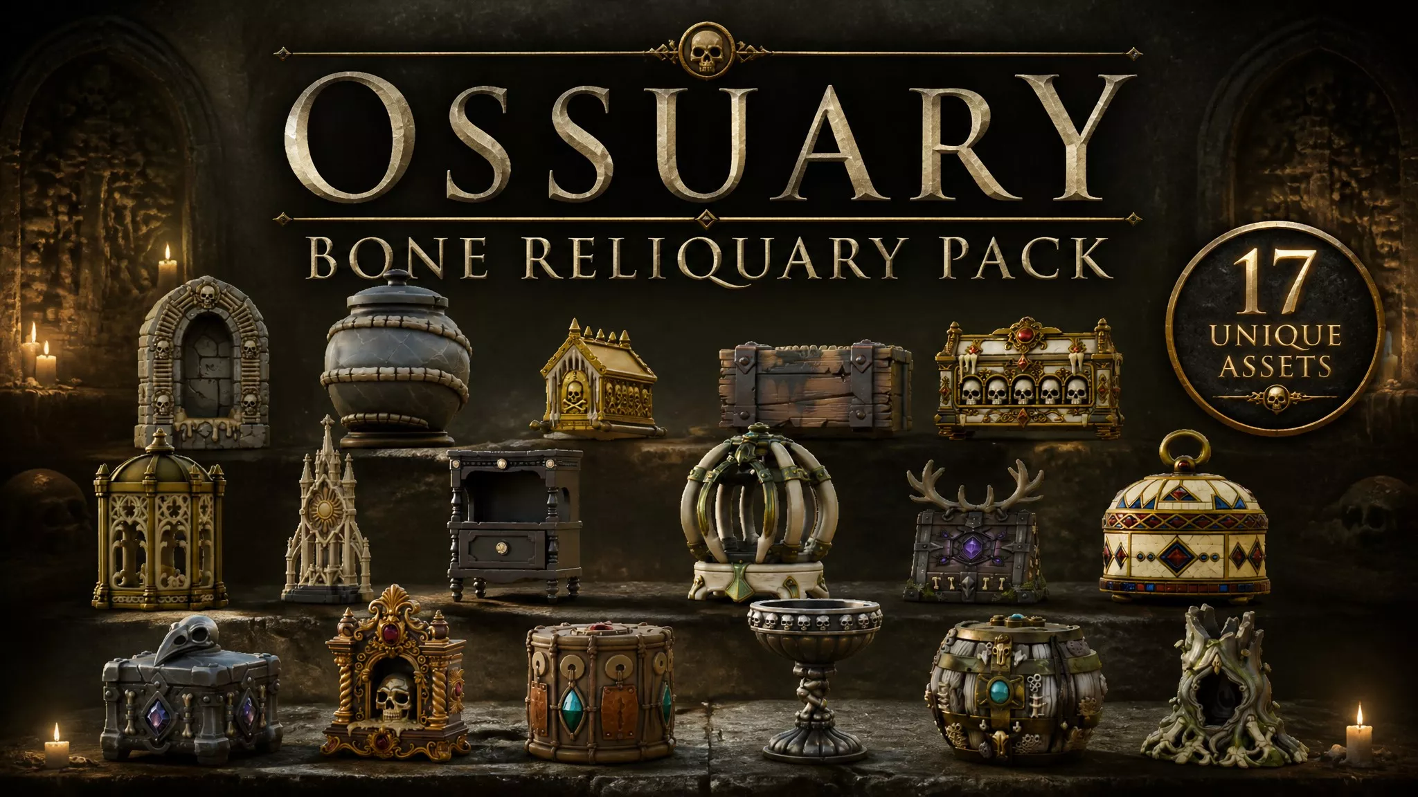 Ossuary Bone Reliquary Pack Low-poly 3D model