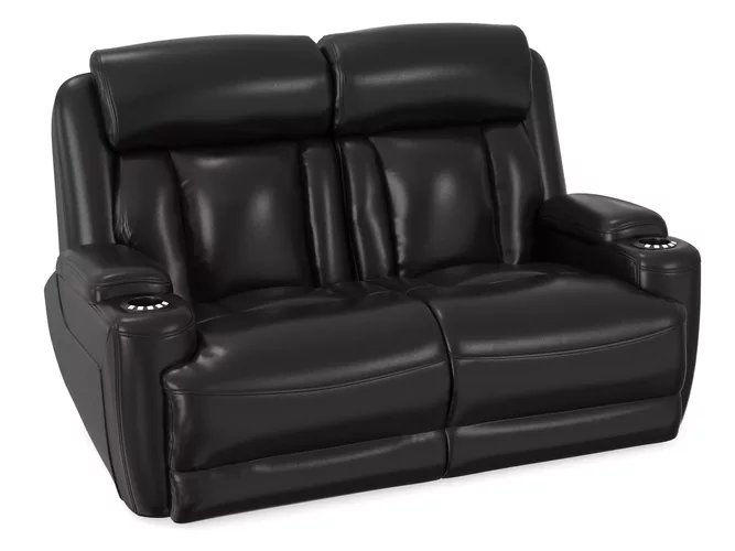 Black Leather Recliner Loveseat Home Theater 2 Seat