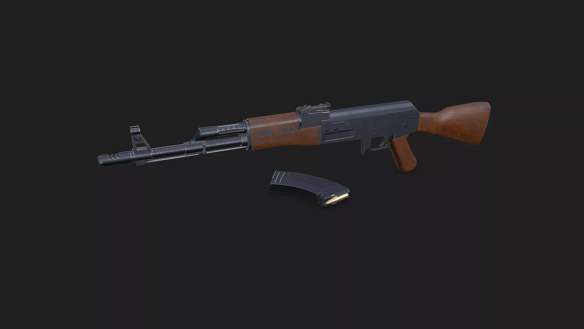 AK 47 Assault Rifle Low-poly PBR Free low-poly 3D model