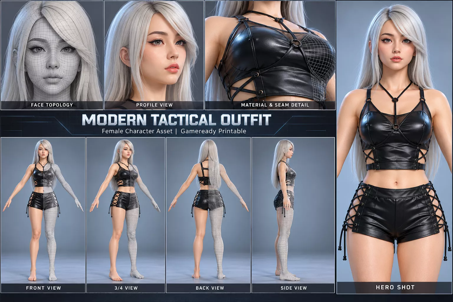 Modern Tactical Female Character Low-poly 3D model