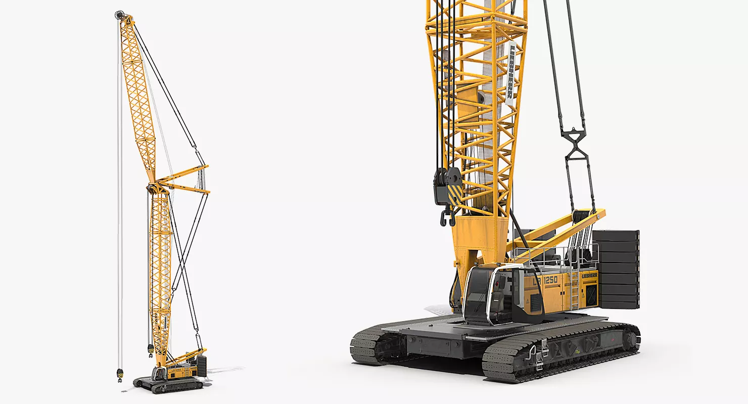 Liebherr LR1250 Crawler Crane Rigged 3D model