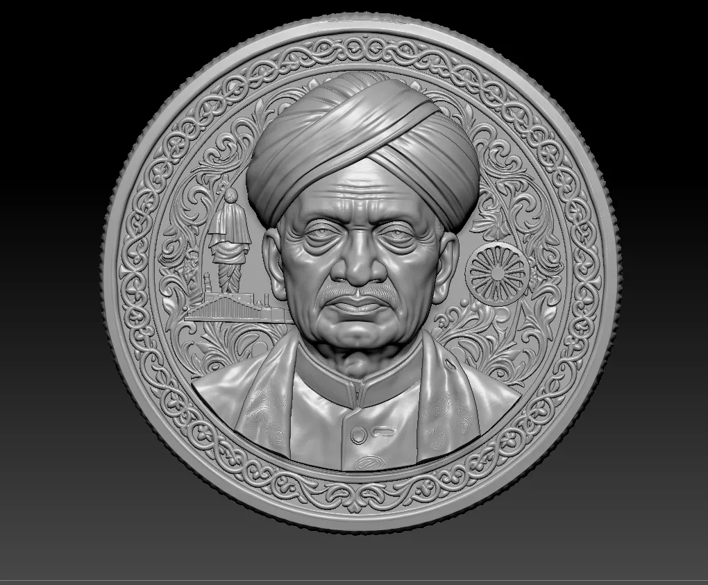 Sir MVisvesvaraya Commemorative Coin 3D print model