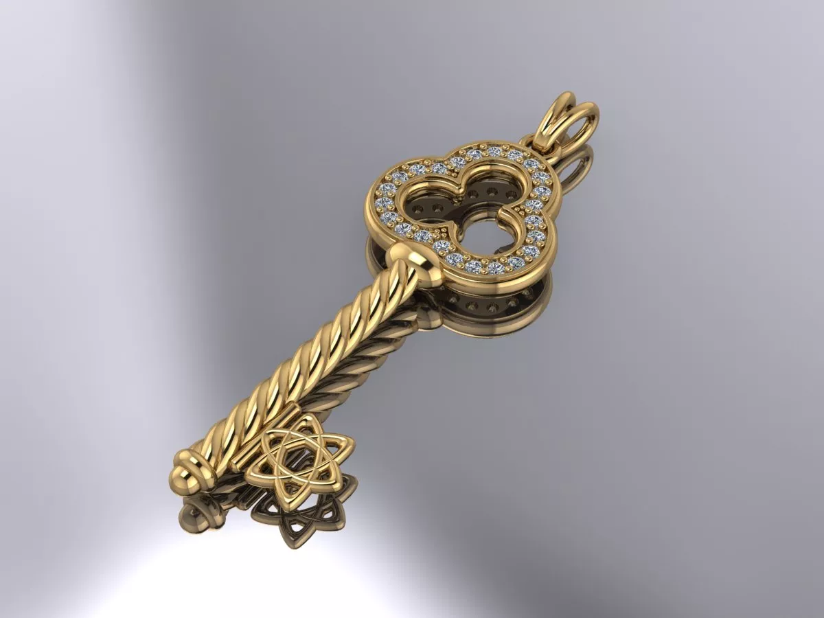 Key Pendant Gold Diamond 3d model 3D print model