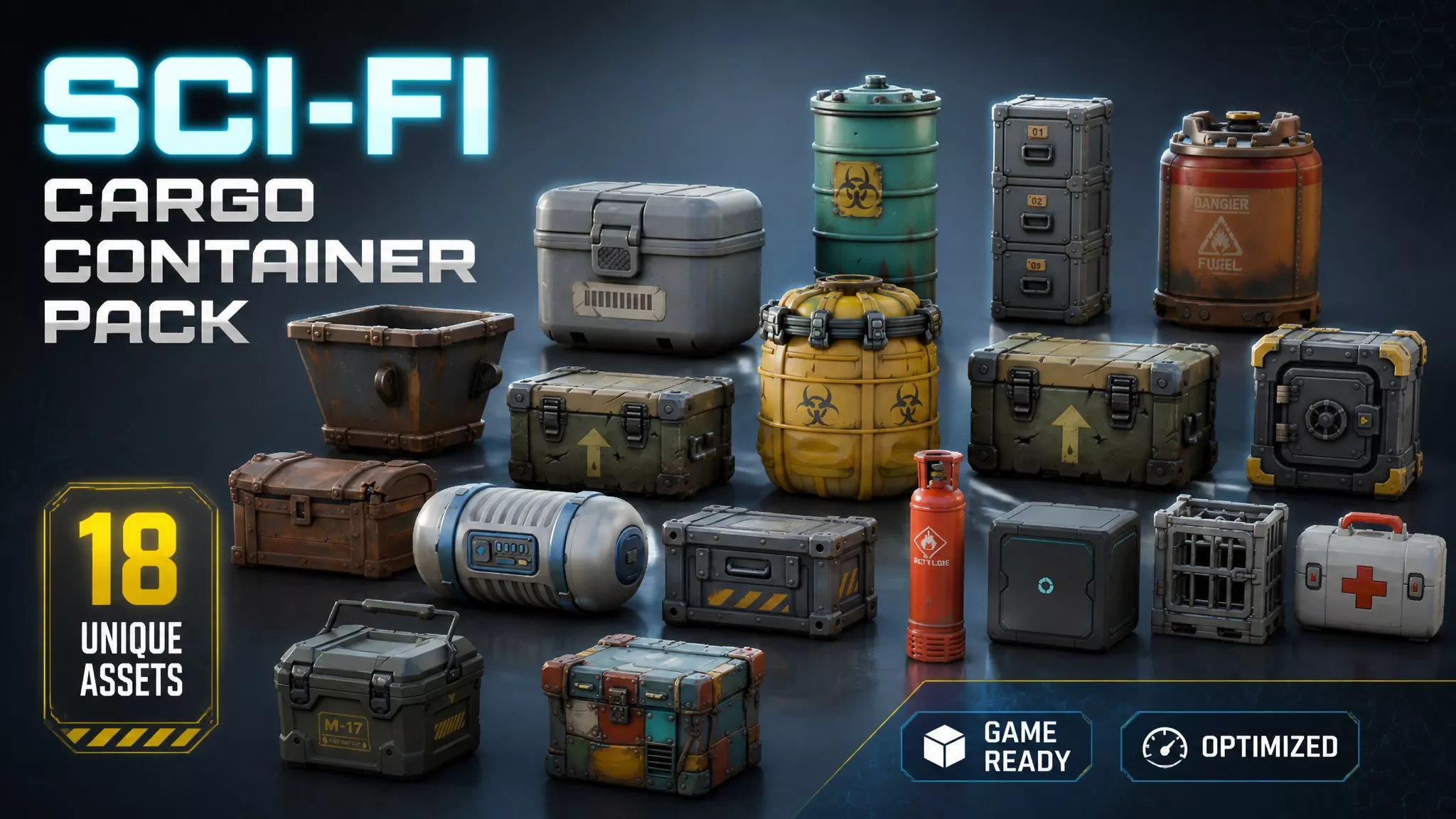 Sci-Fi Cargo Container Pack Low-poly 3D model