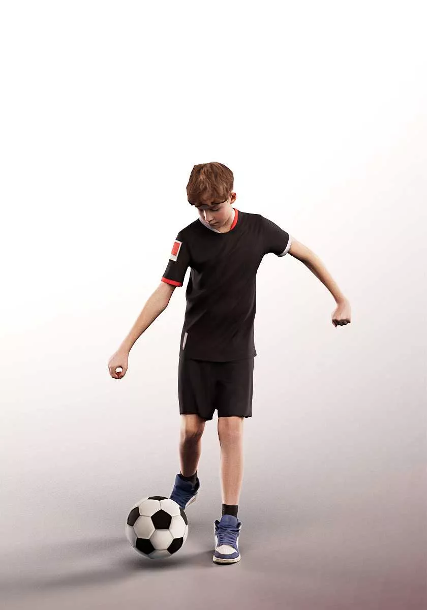 15262 - child playing soccer Low-poly 3D model