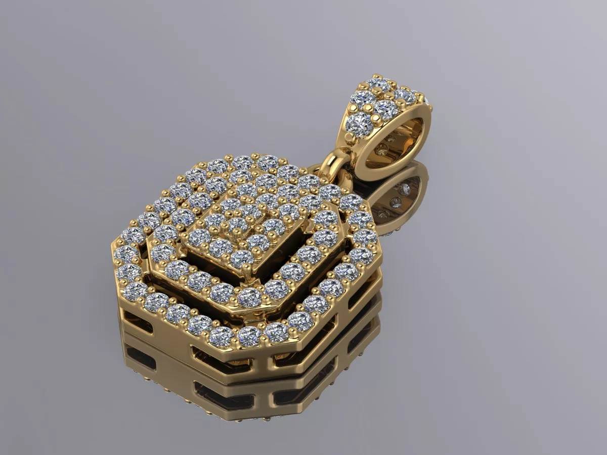 Pendant Gold Diaomond 3d model 3D print model